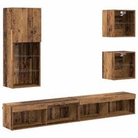 unidades de tv de pared con led 5 uds  mueble de salon  gabinete de tv madera vieja