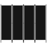 biombo separador de ambientes 4 paneles 200 x 180 cm en tela negra y hierro dec030904