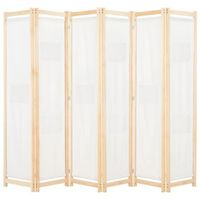 biombo divisor de 6 paneles de tela color crema 240x170x4 cm vidaxl