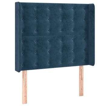 Cabecero Cama Mueble De Dormitorio Con Led De Terciopelo Oscuro 103 X 16 X 118/128 Cm Azul M02_0001272