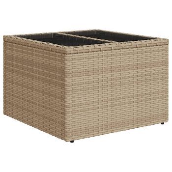 Mesa De Jardín，mesa Para Exteriores，mesa De Patio Superficie De Vidrio Ratán Pe Beige 55x55x37 Cm