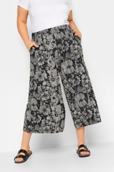Yours Culottes Negros De Flores, Mujer Curvy Y Tallas Grandes, Yours