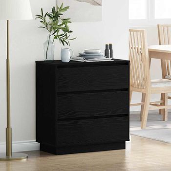 Mesita De Noche - Mueble Para Dormitorio - Madera De Ingeniería - Roble Negro (71x34.5x75cm)