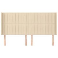 cabecero cama mueble de dormitorio con orejas de tela 203 x 16 x 118128 cm crema m020003151