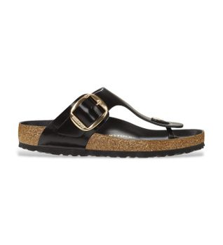 Birkenstock para mujer. 1021467 Sandalias de Piel Gizeh Big Buckle (Ajuste Regular) negro (37), Plano, Ninguno, Casual
