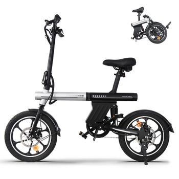 Bicicleta Eléctrica Plegable Unisex AVDL EU de 16 Pulgadas, para Desplazamientos y Uso Ligero Fuera de Carretera, con Autonomía de hasta 30 km y Batería de 36 V y 12,8 Ah