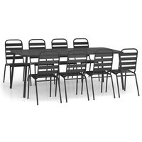 juego de comedor de jardin 9 piezas acero gris antracita vidaxl