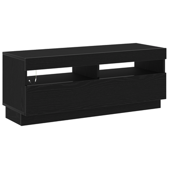 Mueble De Tv | Muebles De Salón Con Luces Led Negro Y Roble 100x35x40 Cm De Madera Cfw11762
