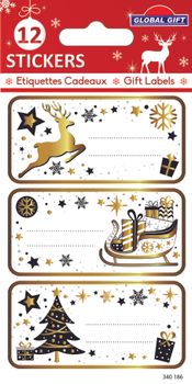 12 pegatinas de Navidad - Gold Chic
