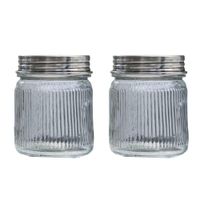 juego de 2 tarros de cristal y laton plateado