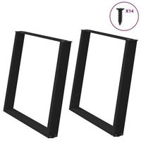 patas para mesa de comedor en forma de u 2 unidades color negro 100 x 72-73 cm acero vidaxl