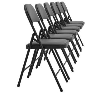 Set de 6 sillas de oficina asientos de conferencia cuero sintético/metal 46 x 80 x 50 cm - gris [pro.tec]