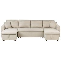 sofa esquinero tapizado en tela beige en forma de u 5 plazas con almacenamiento sommen