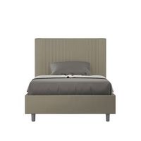 cama de una plaza y medio  sin somier acolchada 120x200 cuero sintetico capuchino goya