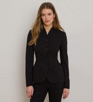 Lauren Ralph Lauren para mujer. 200B24032002 Americana de crepé de lana y elástico negro (50), Casual, Clásico