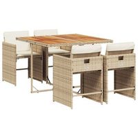 set comedor de jardin 5 piezas  mueble de jardin con cojines ratan sintetico beige