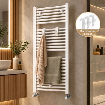 Kibath Secatoallas Radiador Circuito Calefacción De 120 Cm X 50 Cm Acabado Blanco Brillo Fabricado En Acero