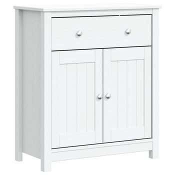 Mueble De Baño | Armario De Baño Berg Madera Maciza De Pino Blanco 69,5x34x80 Cm