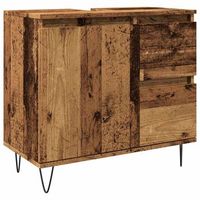 armario de lavabo  mueble de bano madera de ingenieria envejecida 65x33x60 cm