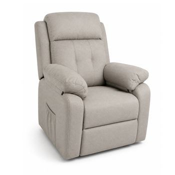Butaca Relax Nuba Con Motor Eléctrico Power Lift Y Sistema Cero Pared De Tela En Color Beige 108 X 91 X 77 Cm