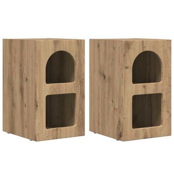 Pack 2 Uds Mesita De Noche | Armario De Noche | Mesa De Noche Roble Artesanal 29,5 X 33,5 X 50 Cm