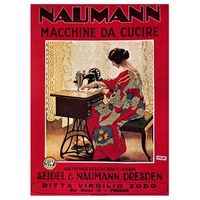 legendarte - cartel publicitario vintage naumann macchine da cucire - cuadro lienzo impresion digital cm 50x70