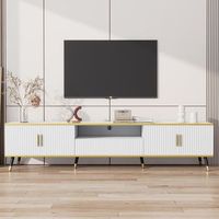 sweiko mueble tv bajo moderno 200x40x46 cm aspecto marmol compatible 90 pulgadas 2 puertas 1 cajon