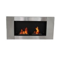 chimenea de pared bioetanol 110x54x145cm acero inoxidable 2 quemadores gel bioetanol etanol   aosom espana