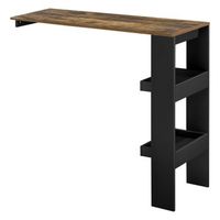 mesa de bar bromolla - mesa de bistro elegante - 120 x 45 x 106 cm - mesa alta de cocina - con 2 estantes integradas - negro y roble oscuro encasa