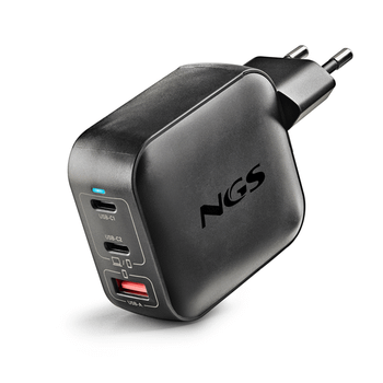 CARGADOR USB GAN NGS BUD 100W TINY 100W 2xUSB-C 1xUSB-A PD PPS DISE??O ULTRRACOMPACTO COLOR NEGRO