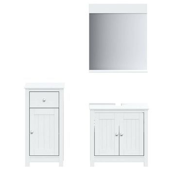 Juego De Muebles De Baño Berg 3 Pzas Madera Maciza Pino Blanco Vidaxl