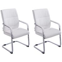 set de 2 sillas cantilever anubis en piel sintetica simil cuero blanco 65x58x102 cm clp