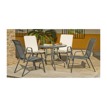 Conjunto De Mesa Y 4 Sillones Para Jardín Resistente Y Práctico