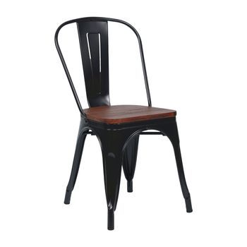 Silla Apilable Industrial De Acero Y Madera 45x45x85cm Thinia Home