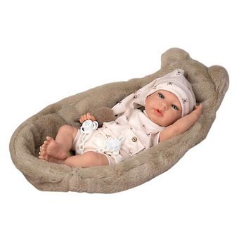 Muñeca Reborn Arias 40 Cm Lidia Beige C/cuna