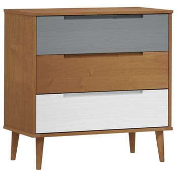 Mesita De Noche | Mesilla De Noche Molde Madera Maciza De Pino Marrón 80x40x80 Cm