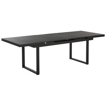 Mesa De Jardín Extensible De Metal Negro 180/240 X 90 Cm Patas Comedor Valcanetto