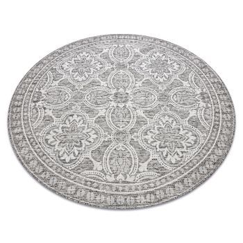 Alfombra De Cuerda Sisal Loft 21193 Circulo Boho Marfil/plateado/taupe Circulo 120 Cm