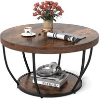 mesa de centro costway de 2 niveles 45 x 80 x 80 cm - metal - cafe