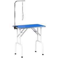 pawhut mesa de peluqueria canina plegable con encimera antideslizante brazo ajustable 81x485x80 cm azul