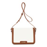 bolso de hombro con solapa efecto lona y ribete efecto piel en contraste leathernatural