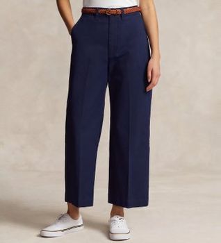 Polo Ralph Lauren para mujer. 211873988004 Pantalón chino de pernera ancha marino (38), Azul, Casual, Algodón