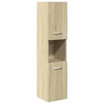 Armario De Baño Madera Ingeniería Roble Sonoma 30x30x130 Cm Vidaxl