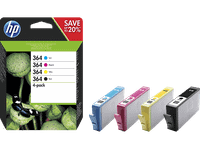 cartucho de tinta - hp 364 combo 4 pack negro cian magenta amarillo n9j73ae