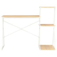 mesa de escritorio   escritorio de despacho  escritorio con estanteria blanco y roble 116x50x93 cm