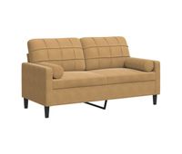 vidaxl sofa de 2 plazas con cojines terciopelo marron 140 cm
