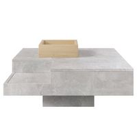 mesa de centro 727230 cm - con caja de almacenamiento extraible - gris y madera