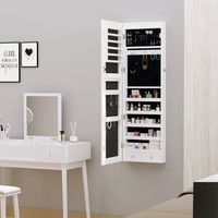 espejo joyero colgante de pared de mdf vidrio homcom 37x120x10cm-gris