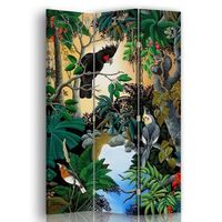 biombo loros en el rio - separador de ambientes 110x150cm