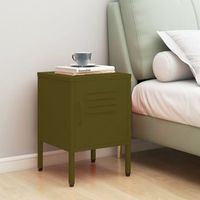 mesita de noche - mueble para dormitorio - acero - verde oliva 35x35x51cm